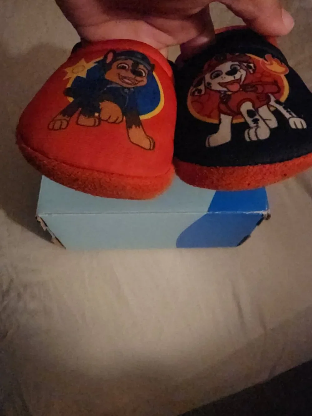 Paw Patrol Slippers for Toddlers, Mismatch A-Line House Shoes, Red/Blue, Toddler